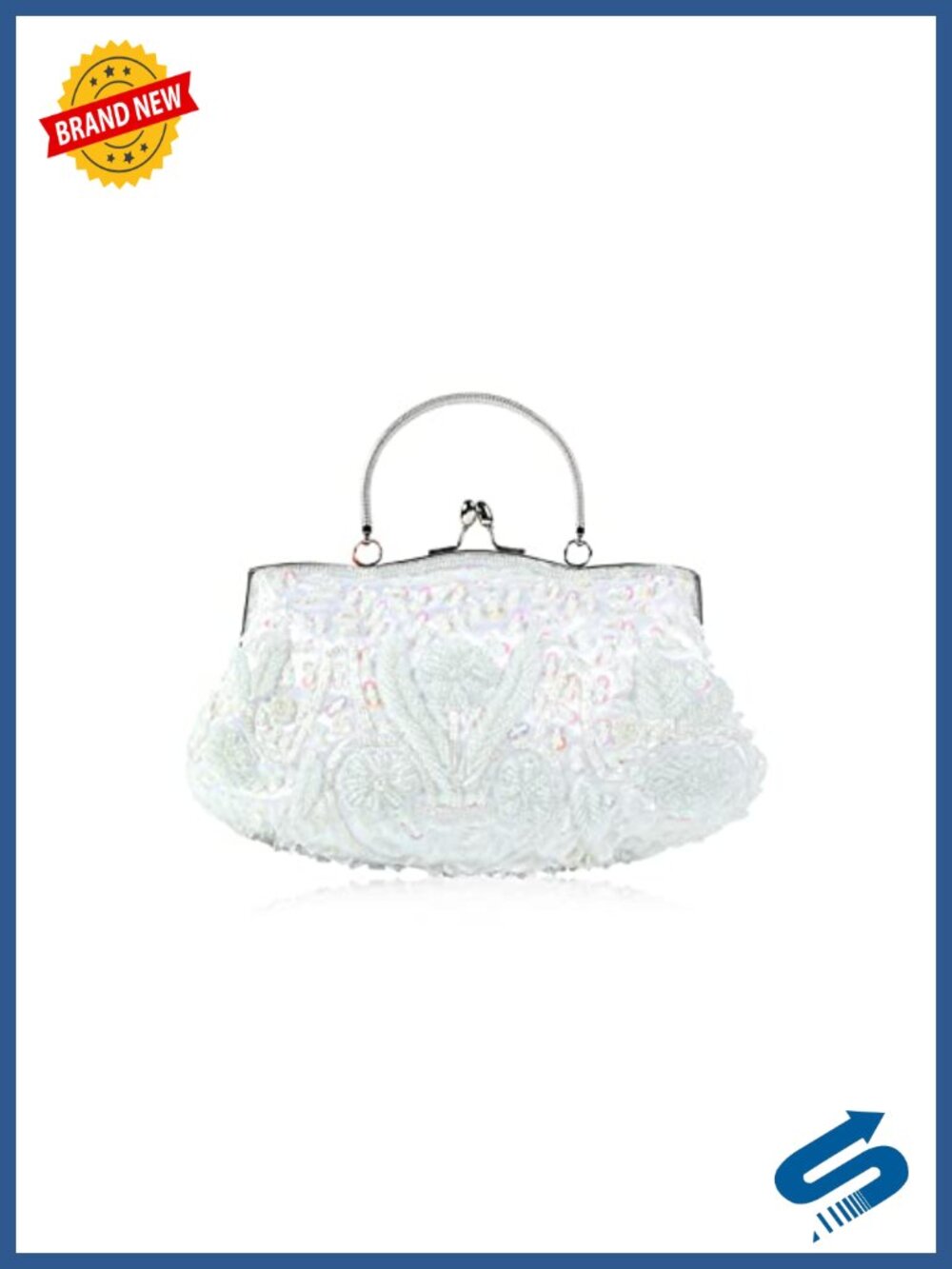 CORIOS Evening Clutch Bag Beaded Sequin Handbag Bridal Wedding Purse